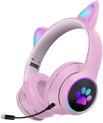 Tophappy Gaming slušalice Folding Cat Ear Luminous žičane slušalice sa Mic & LED svjetlo, kompatibilan sa