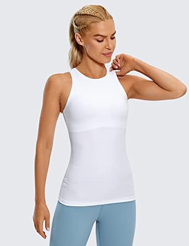 CRZ Yoga ženski vrhovi za vježbanje visoki vrat - sa ugrađenim atletskim sportskim majicama s policama BRA