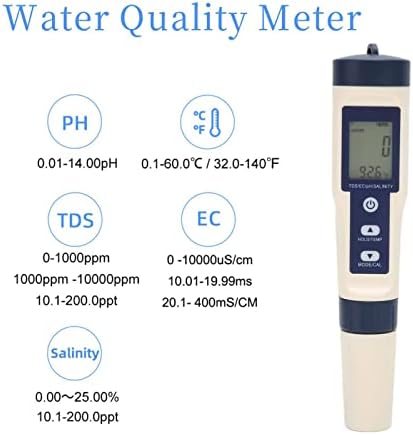 Aunmas multifunkcionalni prijenosni PH/Salinity/tem / TDS / EC 5u1 Digitalni Tester kvaliteta vode monitor