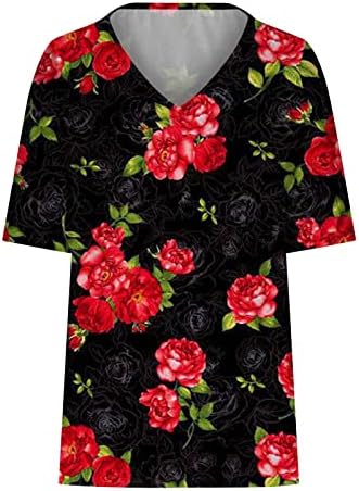 Lošica sa labavom fit za žene plus veličine cvjetna bluza s bluzom s kratkim rukavima, tunike s kratkim