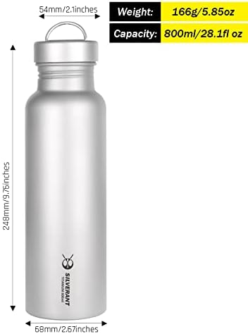 Silverant Titanium ultralight 800ml / 28,1FL OZ vodena boca - za vanjsko kampiranje, planinarenje, ruksak