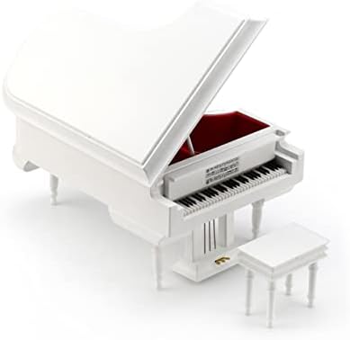 Sofisticirani 18 Note minijaturni muzički Hi-Gloss bijeli klavir sa klupom - mnogo pjesama za odabir - moj