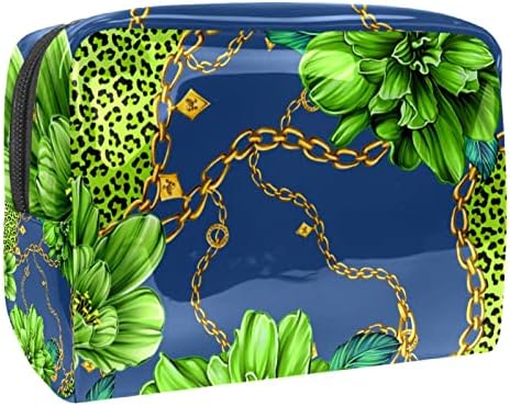 Tbouobt pokloni za muškarce Žene šminke torbe toaletne torbice Male kozmetičke torbe, zeleni leopard cvjetni