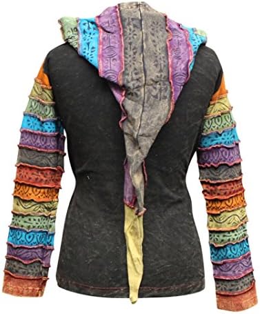 ShopOholic Fashion ženski suncobran PATCHWork Pixie Hippy Ribs Hoodie izblijedjela jakna
