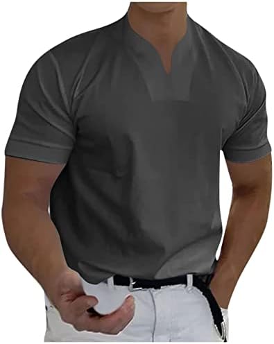 Ymosrh Muške majice Ležerne prilike Solid Color V-izrez Poslovna majica kratkih rukava za majicu za muškarce