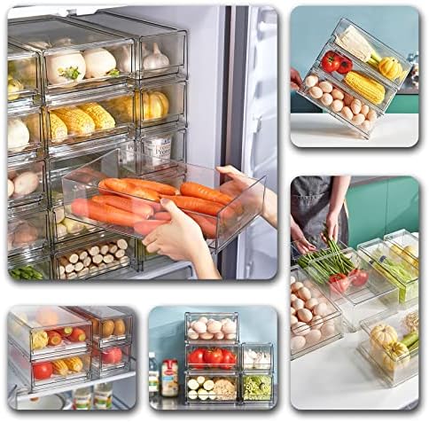 SRHMYWGY Organizator frižidera, Set kutija za odlaganje sa besplatnim povlačenjem prozirnog plastičnog materijala