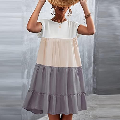 Fragarn plus veličina ljetna haljina, ženska V-izrez labavi šav Veliki ljuljačka haljina ležerna haljina