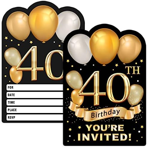 30 Gold Glitter 40. rođendani za rođendanske kartice sa kovertama