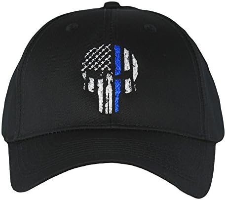 Fantastična teas tanka plava linija lubanja u SAD-u Flag Mid Profile šešir