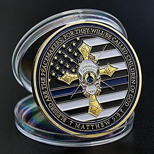 Tanka plava linija policijski suvenirni kovani molitveni kovani molitveni penilnik kovanica kovanica američkog