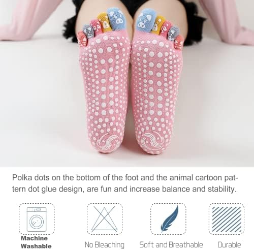 Caidienu Yoga čarape za žene, neklizajuće čarape sa punim vrhom sa držačima za Pilates Barre Dance Ballet