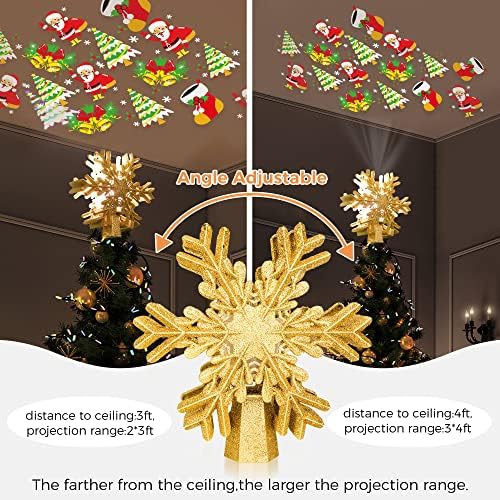 Božićna stabla osvijetljena, božićna stablo snježna pahuljica s rotirajućim santa claus projektorom, zlatnim