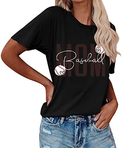 Ženski Vrhovi Trendi, Bejzbol Grafičke Majice Slatke Bejzbol Štampane Ljetne Kratke Rukave Majice Casual