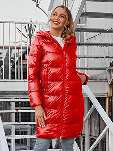 Edwol jakne za žene - zakrpani detalji nagib džep zatvarač prema kapuljaču nadupni zimski kaput