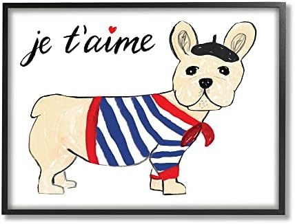 Stupell Industries je t'aime francuski pas koji nosi crtež beretka, dizajn od Heather Strianese
