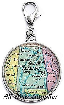 AllMapsupplier modni patentni patentni zatvarač, Alabama Karta kopča za jastog jastoga, Alabama Karta Zipper