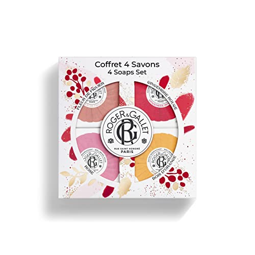 ROGER & GALLET / 4 klasični sapun Poklon Set | sapun za tijelo za žene / Fleur de Figuier | Rose | Gingembre Rouge | Bois d'orange / 1.7 oz