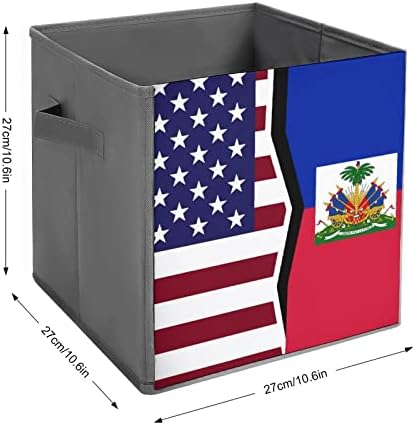 Američka i haitijska zastava PU kožna skladišna sprečana za skladištenje Canvas Cube Organizator košara