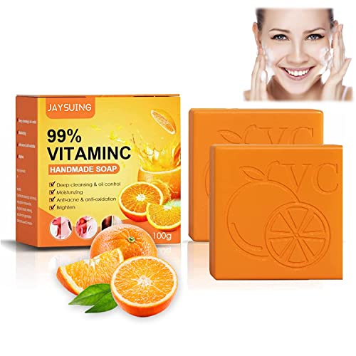 Cicorfu 2kom vitamina C sapun, 2023 Nova narandžasta ručno izrađena prirodna narandža sa 99% vitamina C, 100g, piling lica i tijela Hidratantna njega za dubinsko čišćenje i njeguje kožu