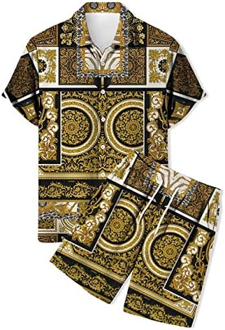 Zhishiliuman Havajska košulja za muškarce 2 komada odijelo za odmor Boho kratki rukav niz majice na plaži