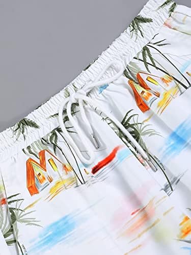 FIOXA Dvije komadne odjeće za muškarce Muškarci Nasumična palmička košulja za ispis i kratke hlače za struk