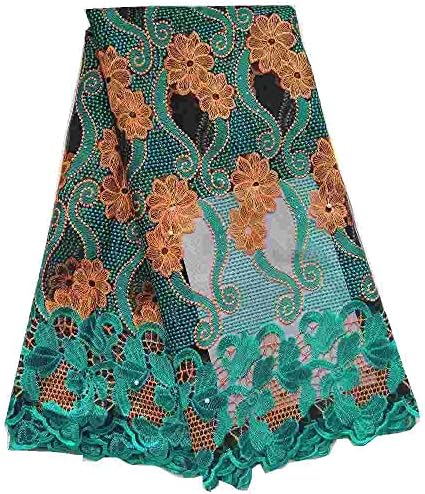 LadyQ Tulle Afrička mrežasta čipkasta tkanina sa perlama i kamenjem zelena najnovija Afrička čipkasta tkanina