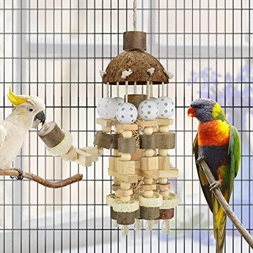 Katumo Bird Parrot igračka, velika papagajna igračka prirodni blokovi ptica žvakaća igračka papagaj kavez