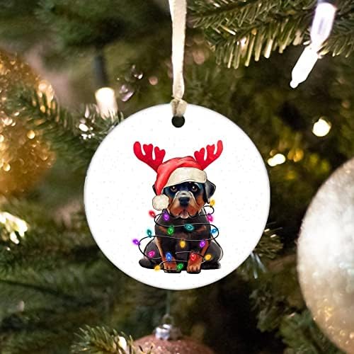 Kućni ljubimac sa rogovima Božićni ukrasi, Sretan Božić keramički Ornament, pas sa ornamentom za rogove,