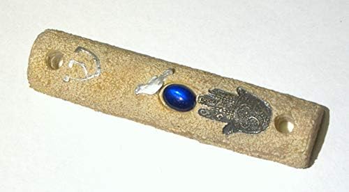 Kolekcijski trendovi Judaica mock Stone Mezuzah Case Hamsa ptica Plava dragulja 7cm