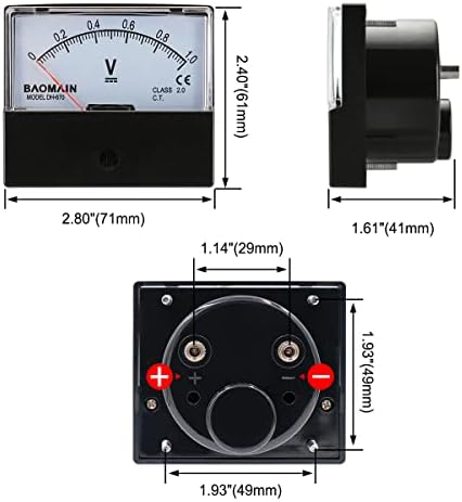 Baomain voltmetar DH-670 DC 0-1V pravokutnička klasa 2.0 analogna ploča napon metara