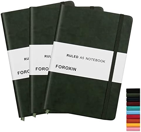 foroxin Lined Journal Notebook tamnozelena koža za žene muškarce 3 pakovanje 8.3 x 5.7 veliki koledž vladao
