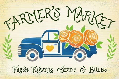 Farmerova tržišna šablona sa vintage kamionom i ruže Studior12 | DIY Spring Home Decor | Znakovi za obrt