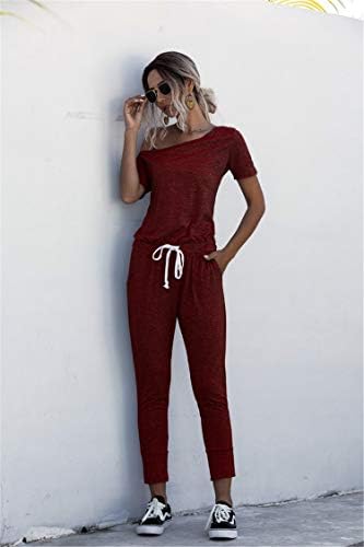 Andongnywell ženski labavi čvrsti elastični struk od ramena rastezljivi dugi kombinezon sa džepovima pantalona