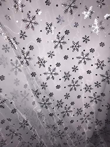 Pozadina King Inc, 60 široka metalna folija srebrne zvijezde ili pahuljica na prozirnoj tkanini od organze