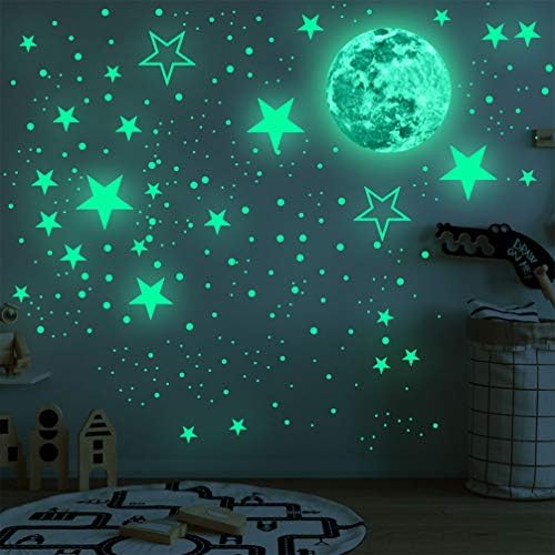 NUOBESTY dekor za dečiju sobu svetleće u tamnim zidnim nalepnicama, svetleće fluorescentne zvezdane zidne