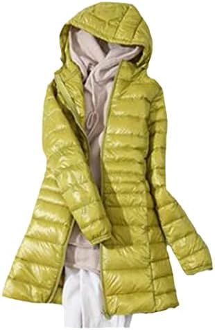 Zimska žena podstavljena dugačka jakna s kapuljačom bijela patka prema dolje INTRALL SLIM SOLID Portable