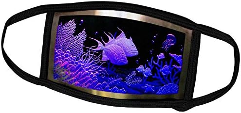 3dRose neonska ljubičasta riba u akvarijumskom metalnom okviru sa koraljima i okeanom. - Navlake Za Lice