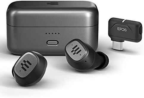 EPOS GTW 270 hibridne bežične slušalice za igranje, Bluetooth & amp; USB-C Dongle, zatvoreni dizajn za smanjenje buke, dvostruki mikrofoni, ergonomsko prianjanje, IPX 5 vodootporan, prenosiva futrola za punjenje, 20 sati reprodukcije