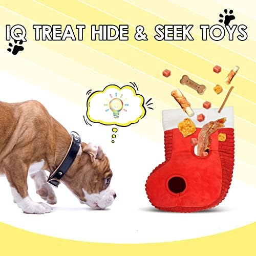 Deomfe Božićne igračke za pse za velike pse - plišane interaktivne škripave štenete igračke, pas za čarapu