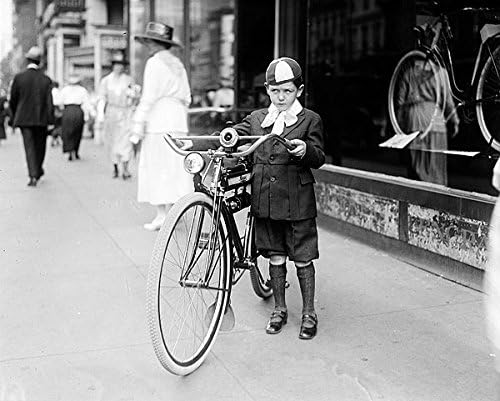 TIMES BOY ON BICYCLE 1920s PHOTO