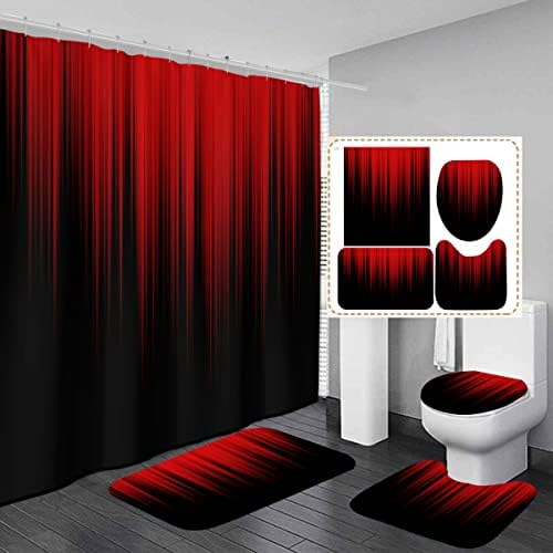 Aatter 4 komad Crveni i crni tuš za zavjese MENS tamno siva dekor za zavjese orijentalni 60WX72L Dekor sa