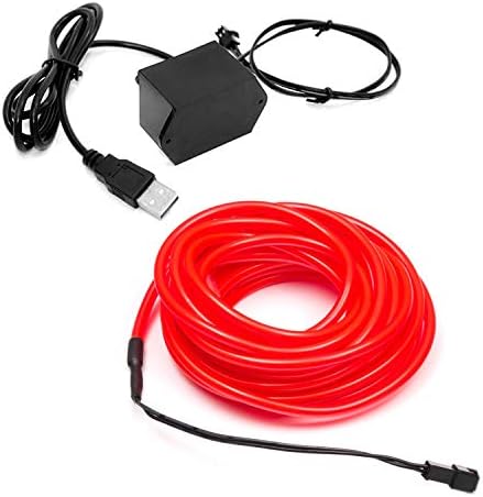 3m / 9.8 ft Extra Large 5.0 mm debljine-crveno neonsko LED svjetlo Glow EL žica-Powered by USB Port - Craft
