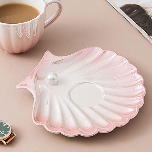 Hwagui Pearl šolje i tanjur - 8oz gradijentna keramička šalica za kavu, vintage čaj za čaj, cappuccino čaša,