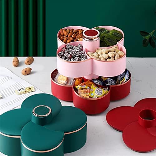 ZCMEB rotirajuća kutija za slatkiše u obliku latica kutija za grickalice kutija za orahe cvjetna ploča kutija za čuvanje hrane sa dvije palube sušenog voća