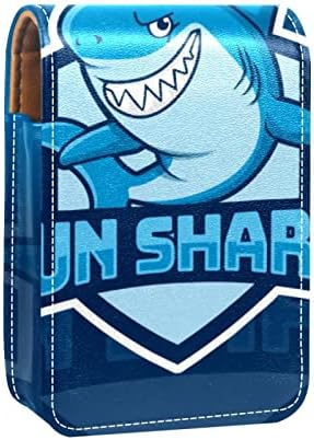 Funny Shark Mali Ruž Za Usne Sa Ogledalom Za Torbicu, Izdržljiva Koža Kozmetički Držač Šminke, Prijenosni