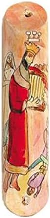 Davidov harf emanuel wooden mezuzah Case Izrael Sveti Jevreji Judaica Gif 15cm Ručno oslikano Shin