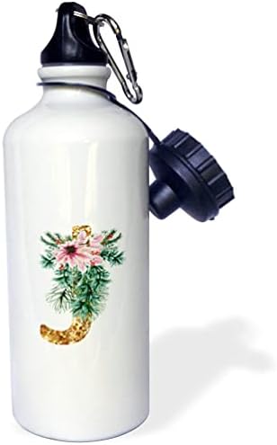 3Droza ružičasta Poinsettia Image od zlatnog sjajnog božićnog monograma. - boce za vodu