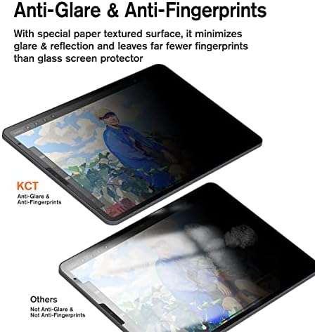 KCT Paperfeel Pro Zaštita ekrana za privatnost kompatibilna sa iPad Pro 11 inča 2022 & 2021 & 2020 & 2018 / iPad Air 5. generacija / iPad Air 4. generacija uklonjivog & Filter za privatnost za višekratnu upotrebu, anti-Glare & mat Film kompatibilan sa Apple Pencil, za pisanje & crtanje