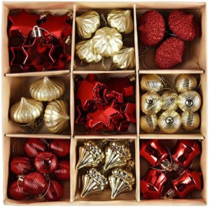 WWWFZS Božić balls45pcs Božić privjesak ukrasi 30-50mm crveno zlato viseći Božić drvo borova konus Bauble