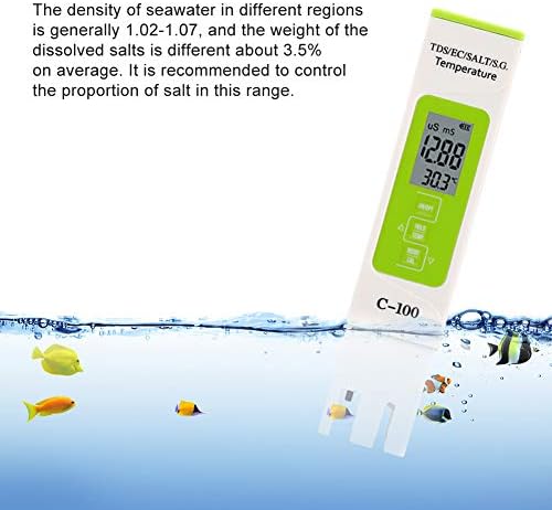 Tester za kvalitet vode, C-100 5 u 1 TDS olovka Slanost TDS EC morska voda Tester višenamjenski tester za